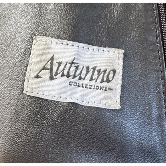 Autunno Men’s Leather Jacket Size Large Black Full Zip Sherpa Lined - Picture 5 of 10